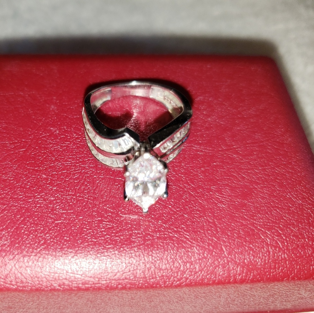 Cubic zirconia silver ring.